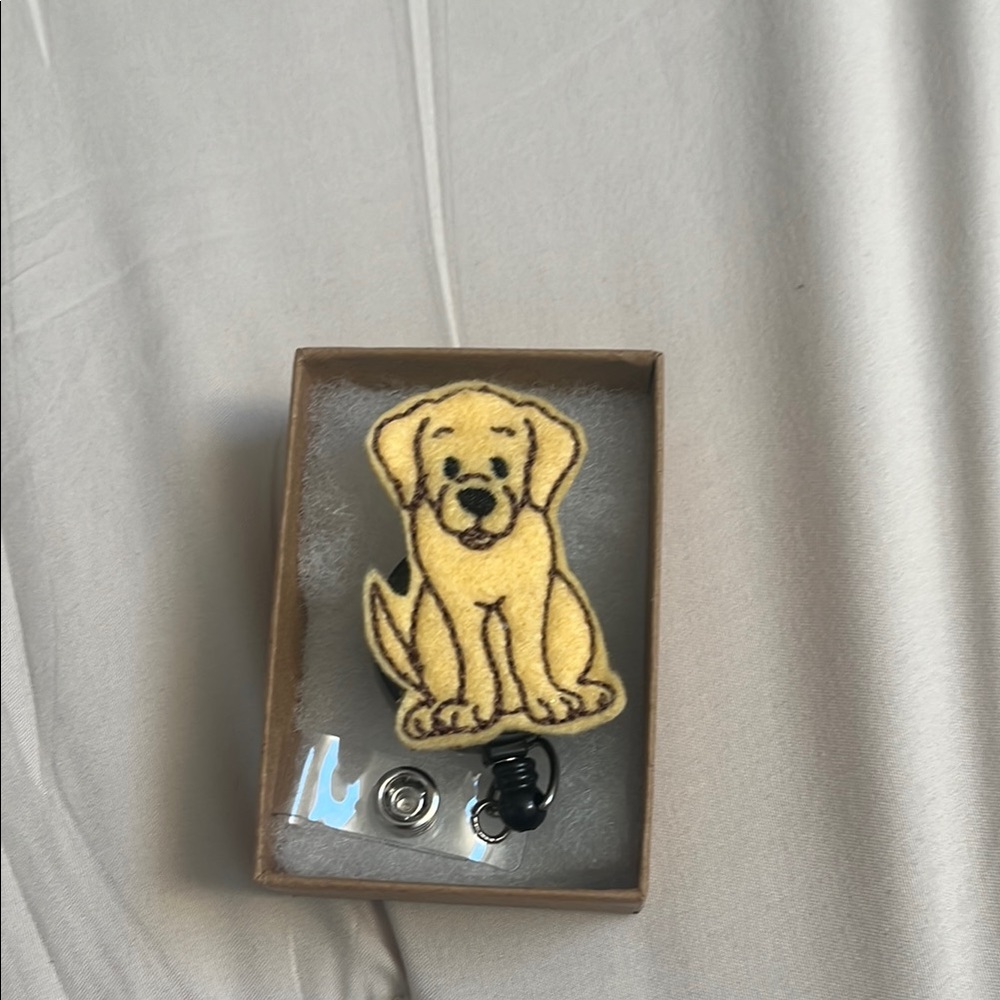 Handmade Yellow Lab Badge Reel